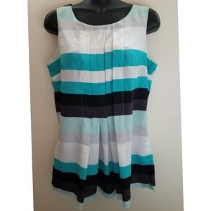 New York & Company Multicolored Pleated Crepe Tank